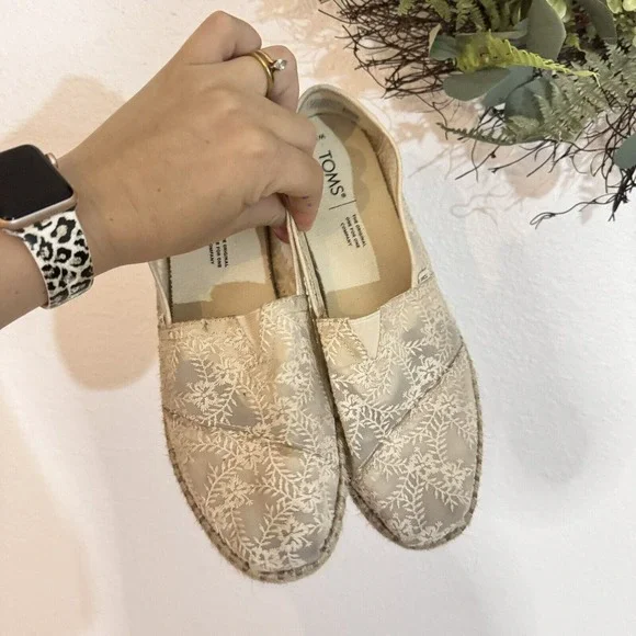 TOMS Alpargata Rope Espadrille Slip On Beige Flats Casual Womens slightly narrow - Picture 5 of 9